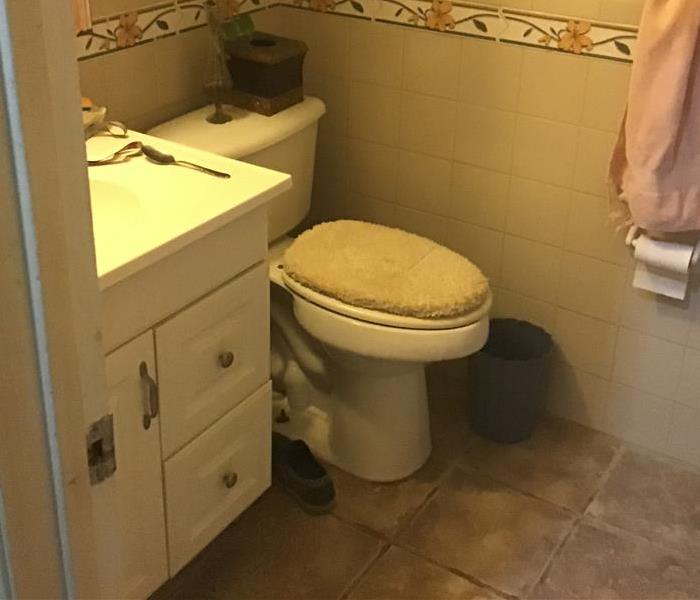 Bathroom with sink and toilet and clean tile