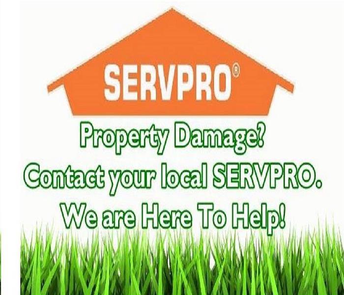SERVPRO house flier that says Property Damage? Contact your local SERVPRO. We are Here to Help!