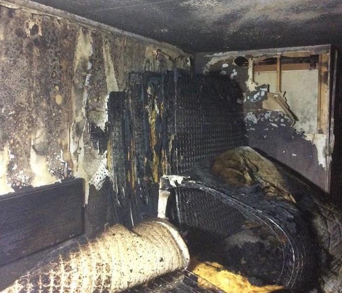 Severely burned contents in a residence
